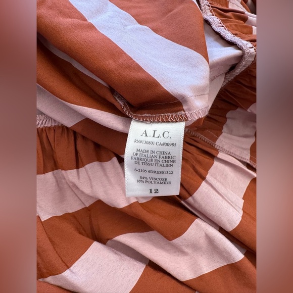 ALC Laurel Maxi Dress in Rust & Lavender Stripe Size 14 - Picture 7 of 14